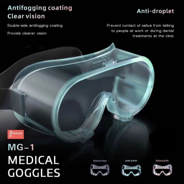 Woodpecker MG-1 dental goggles clear antifog anti droplet medical goggles with adjustable strap and color options