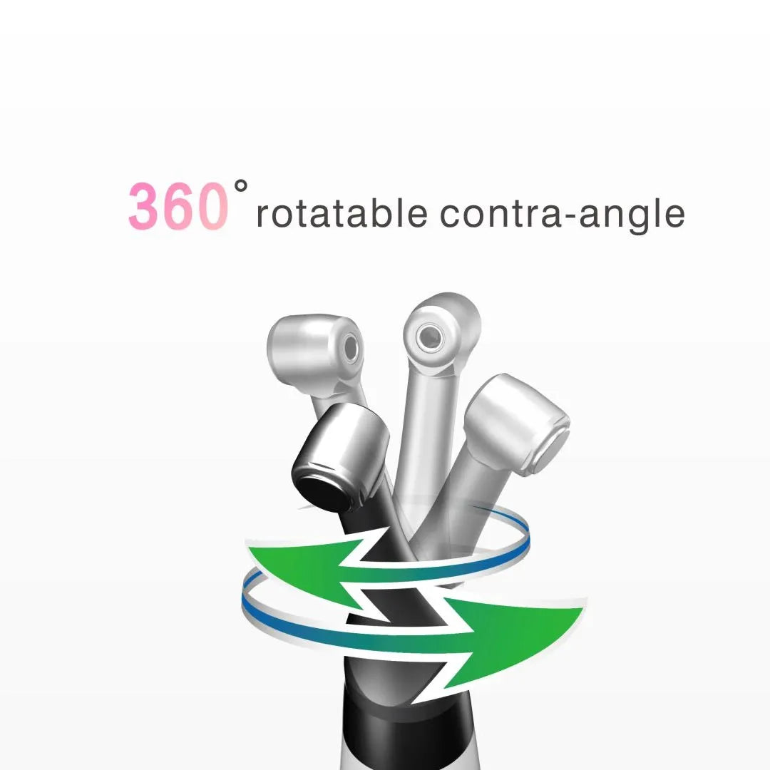 Woodpecker Motopex endomotor for dentists. Rotatable 360 degree contra angle handpiece head with arrows