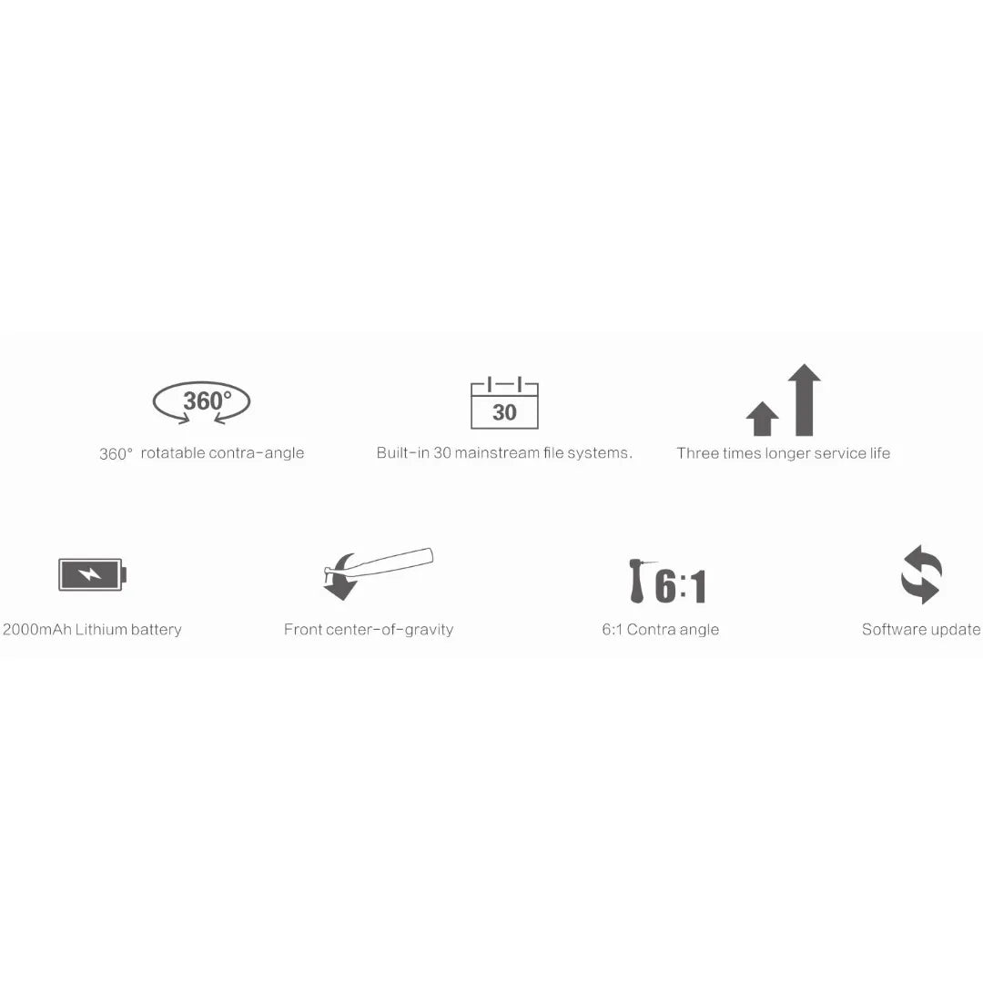 Beetle Dental icons for Woodpecker Motopex endomotor for dentists 360 rotatable contra angle 6 to 1 2000mAh battery