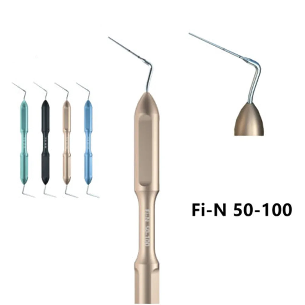 Woodpecker Plugger Fi-N set dental pluggers in assorted colors with angled stainless tips for obturation