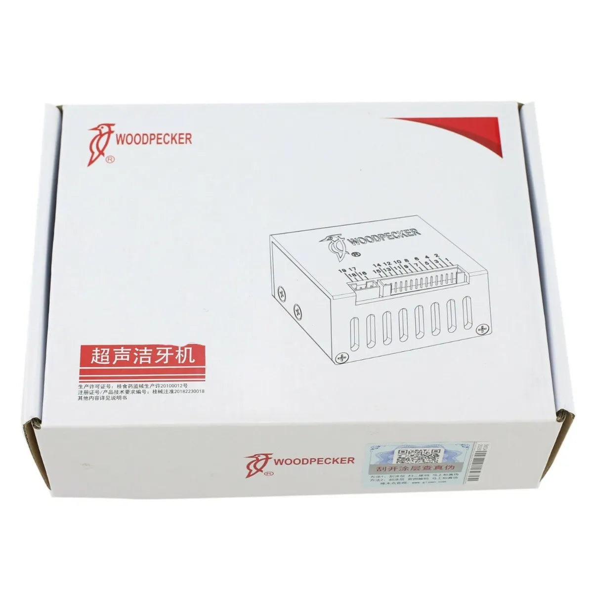 Woodpecker UDS-N2 ultrasonic scaler control box in white Woodpecker packaging by Beetle Dental