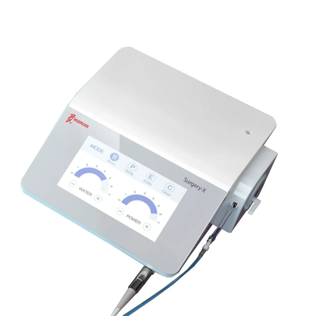 Woodpecker Ultra Surgery X dental implant motor console with touch display and handpiece for surgical implant placement