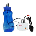 woodpecker water pump for ultrasonic scaler connected to blue water reservoir bottle with white pump unit and power adapter