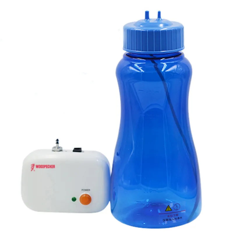 woodpecker water pump for ultrasonic scaler replacement kit with white pump unit and blue reservoir bottle
