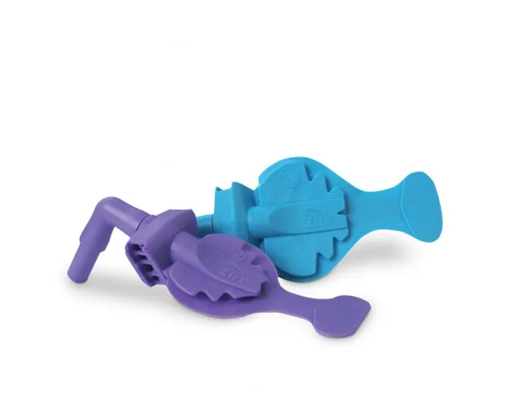 Mr. Thirsty dental isolation device blue and purple silicone bite block with suction port for dry field